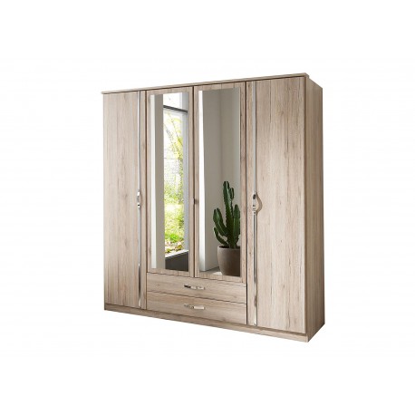 Armoire chêne 4 portes et 2 tiroirs 180 cm
