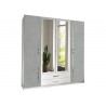 Armoire blanche et grise 4 portes et 2 tiroirs 180 cm