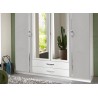 Armoire blanche et grise 4 portes et 2 tiroirs 180 cm