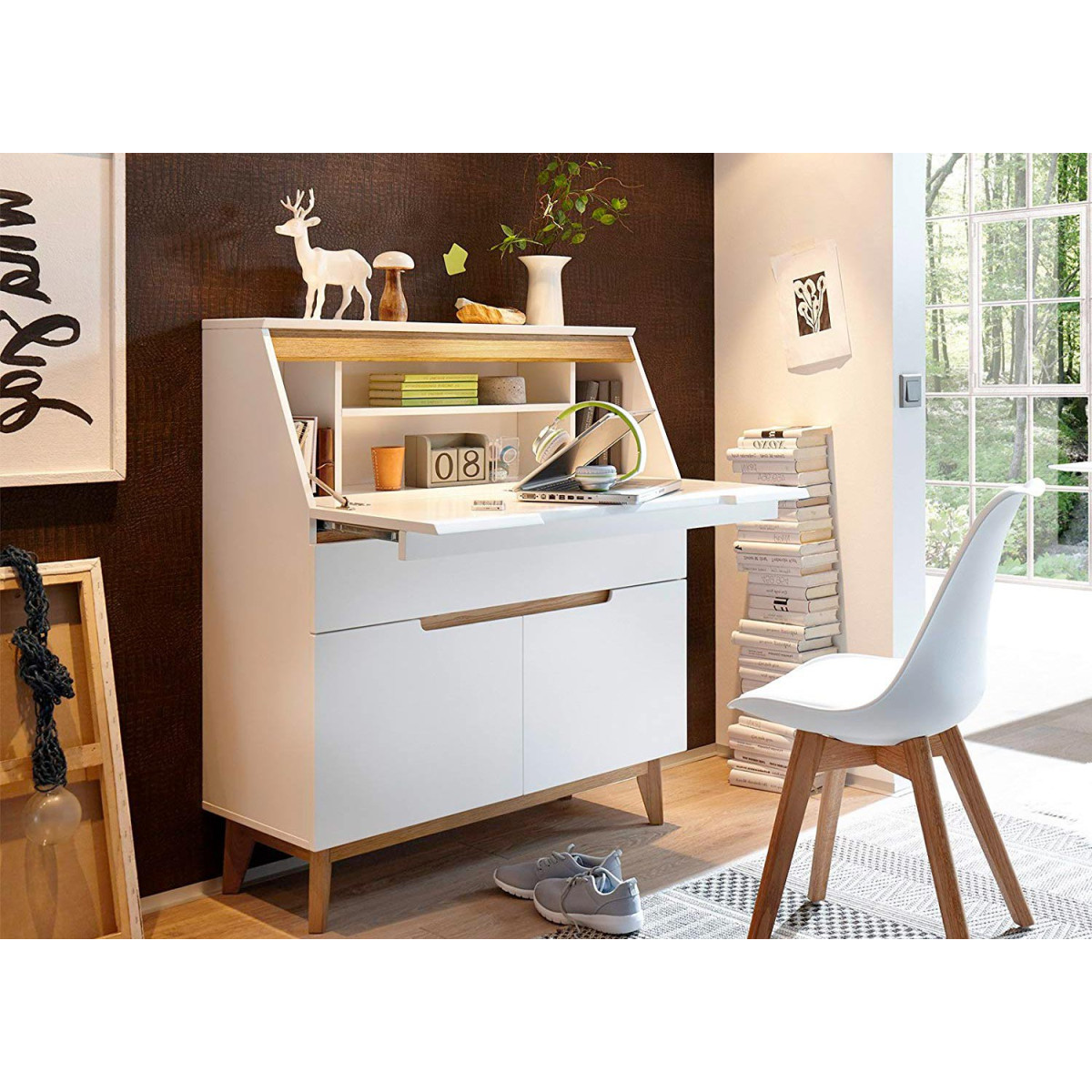 Bureau secrétaire blanc scandinave