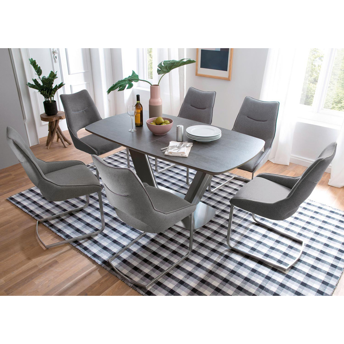 Table repas design extensible grise