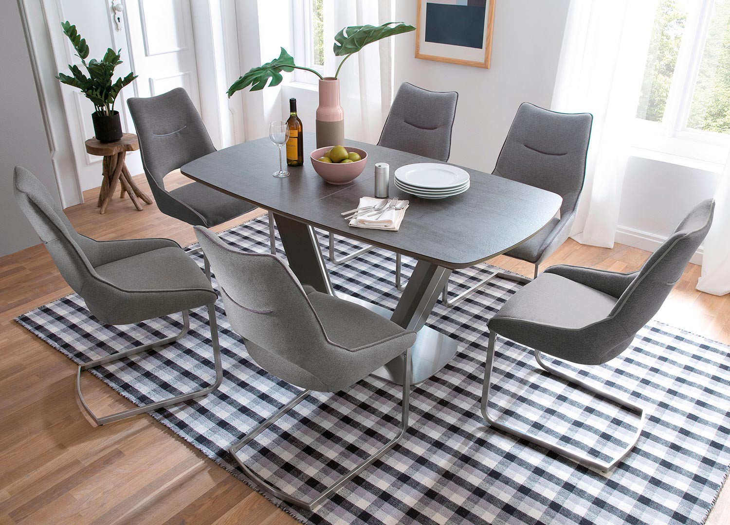 Table repas design extensible grise
