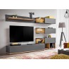 Ensemble meuble TV mural anthracite et bois