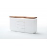 Buffet design laqué blanc mat et chêne 150 cm