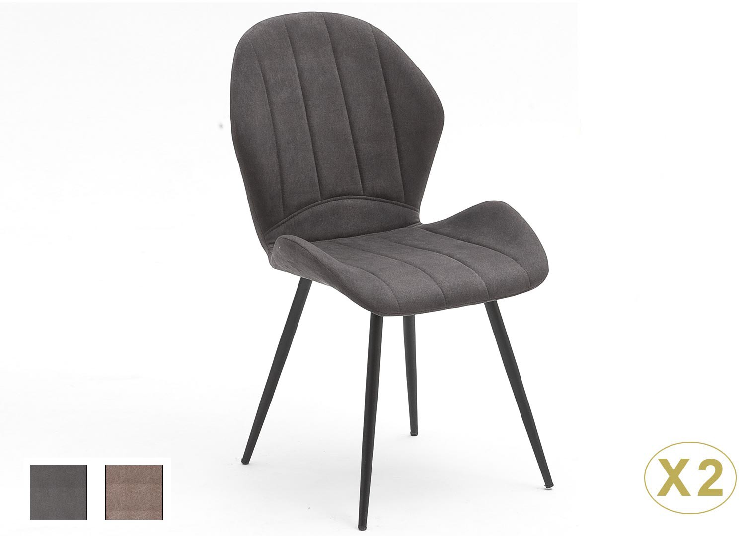 Chaises salle à manger tissu et pied anthracite pas cher