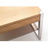 Table basse rectangulaire bois massif et étagère en verre