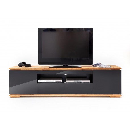 Meuble TV noir laqué design 2 m