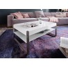 Table basse rectangulaire laqué blanc mat et verre blanc