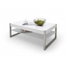Table basse rectangulaire laqué blanc mat et verre blanc