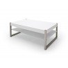 Table basse rectangulaire laqué blanc mat et verre blanc