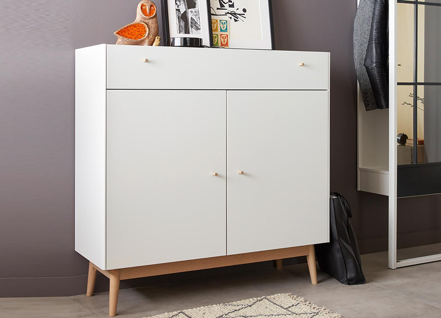 Commode rangement ch ne et blanche style scandinave Cbc Commode rangement ch ne et blanche style scandinave Cbc