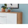 Meuble buffet bois et blanc façade en verre 135 cm