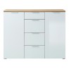 Meuble buffet bois et blanc façade en verre 135 cm