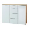 Meuble buffet bois et blanc façade en verre 135 cm