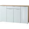 Meuble buffet moderne bois et blanc façade en verre 180 cm