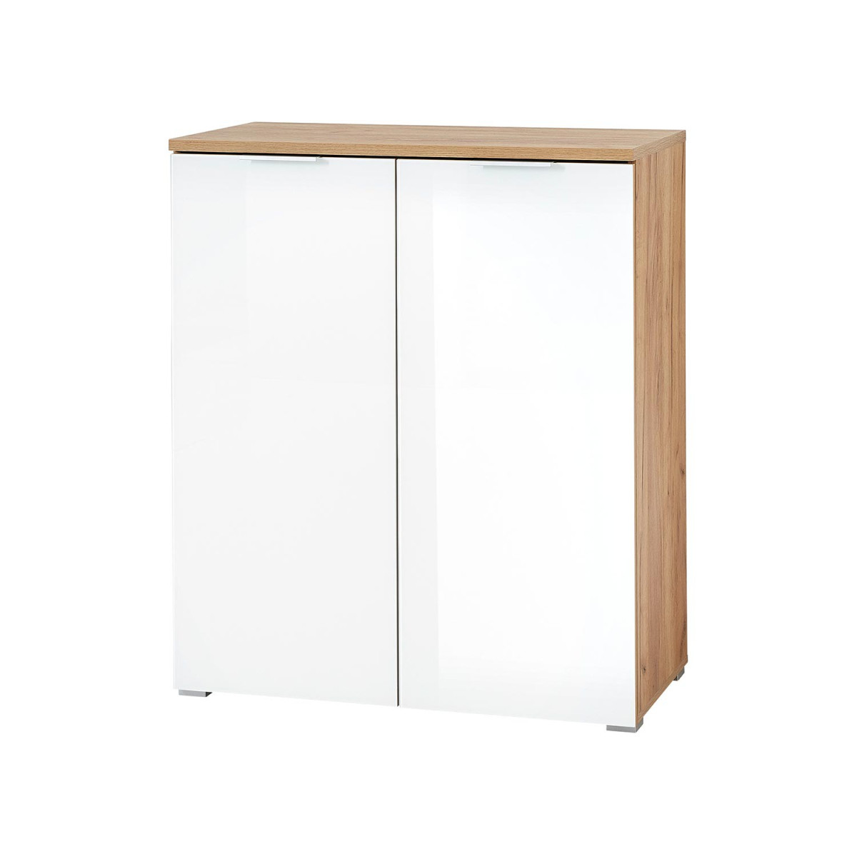 Meuble rangement chaussures bois et verre blanc 20 paires