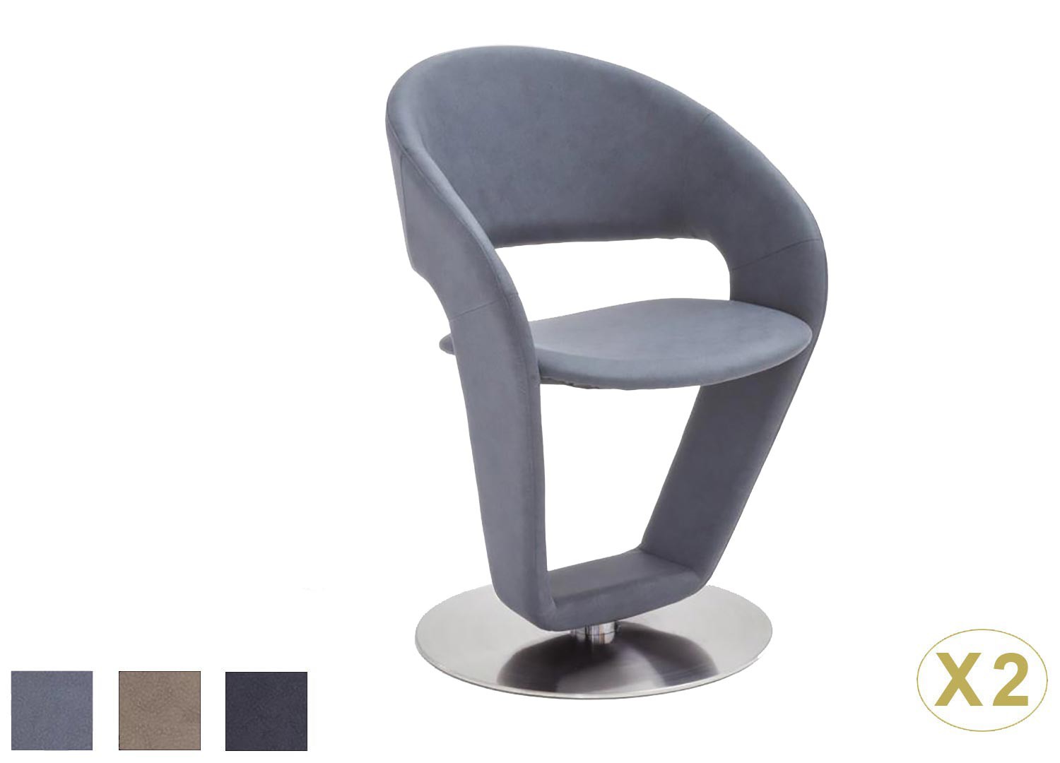 Lot de 2 chaises pivotantes tournantes simili cuir design