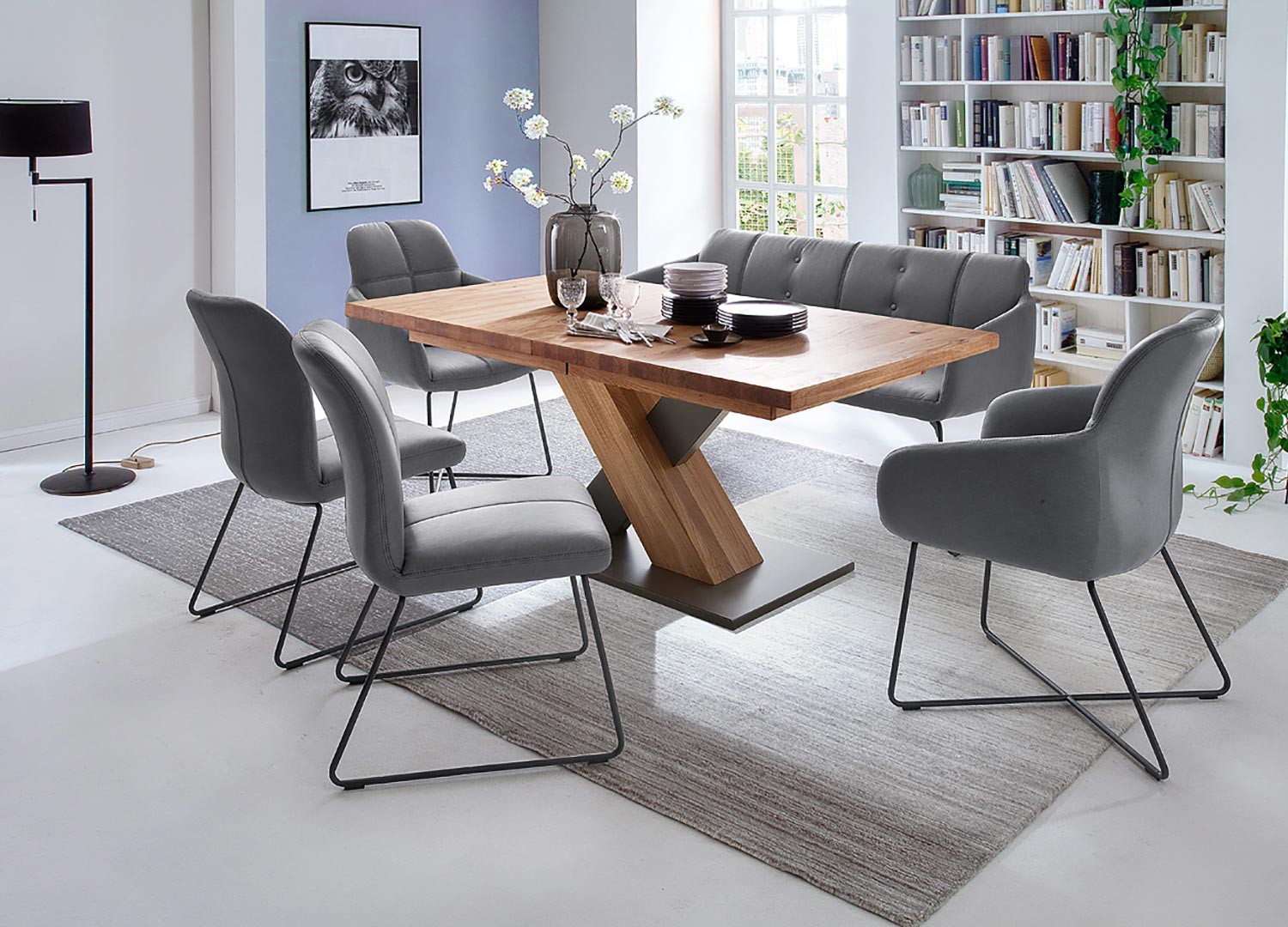 Table à manger bois massif rectangulaire 180 cm extensible à 270 cm