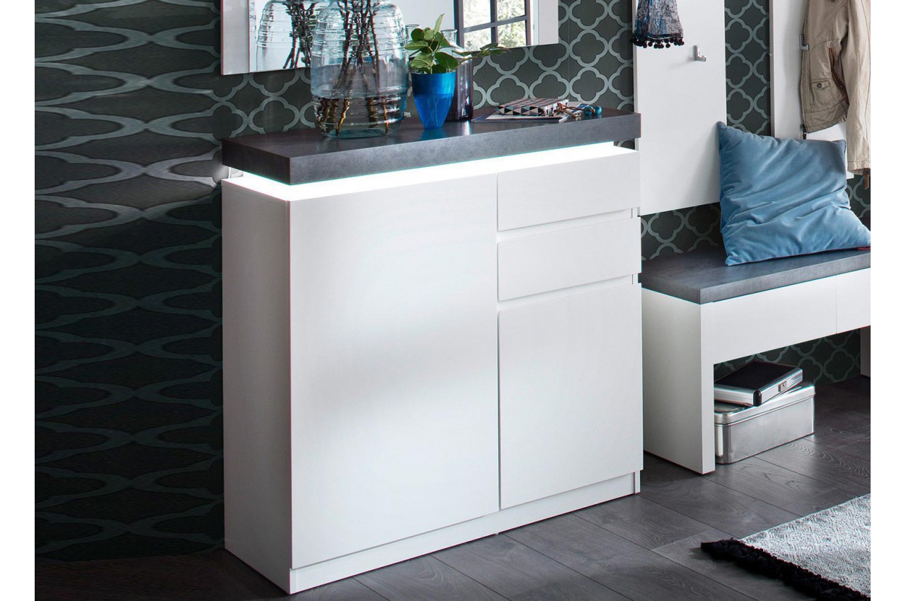 Meuble rangement entrée blanc et gris