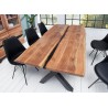 Table à manger bois massif et décor noir métal