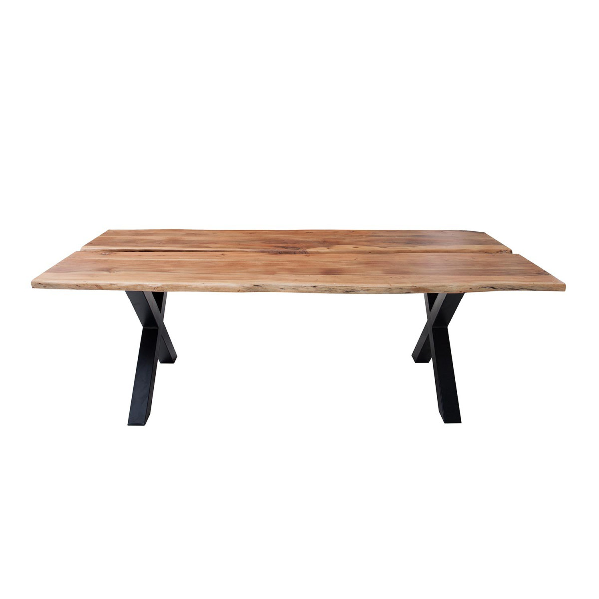 Table à manger bois massif et décor noir métal