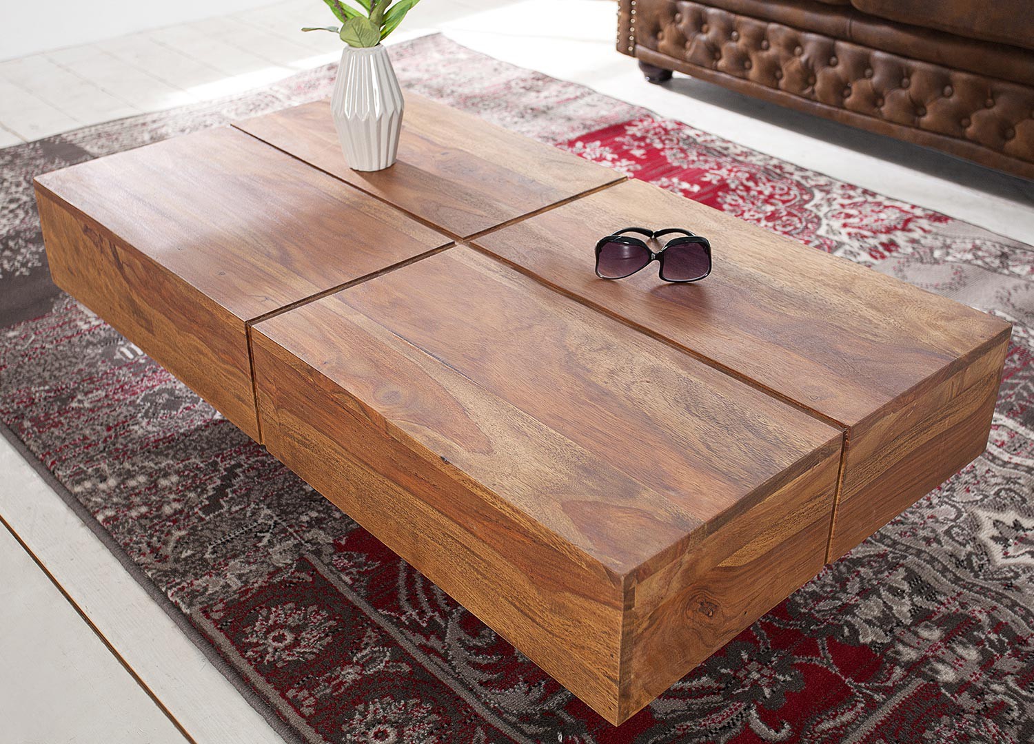 Table basse rectangulaire bois massif sesham 1m10