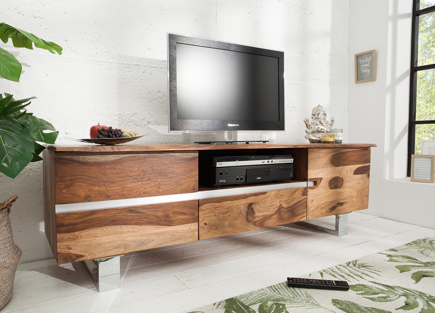 Meuble TV bois massif sesham 160 cm