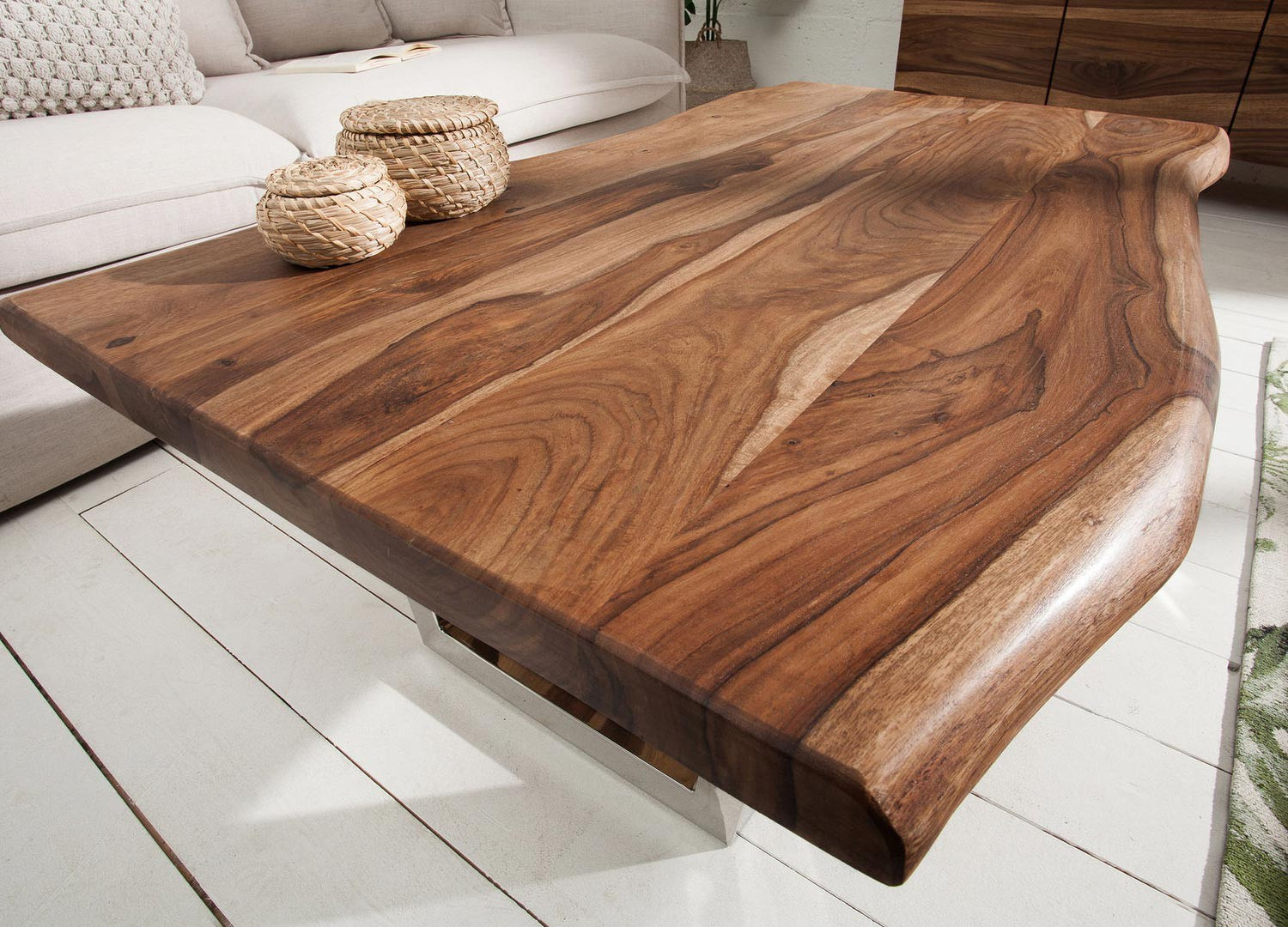 Table basse rectangulaire bois sesham 110 cm  CbcMeubles
