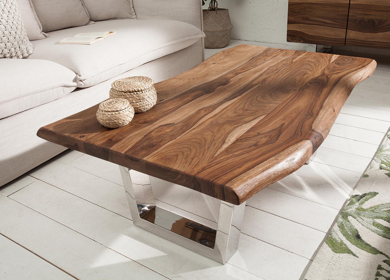 Table basse rectangulaire bois sesham 110 cm