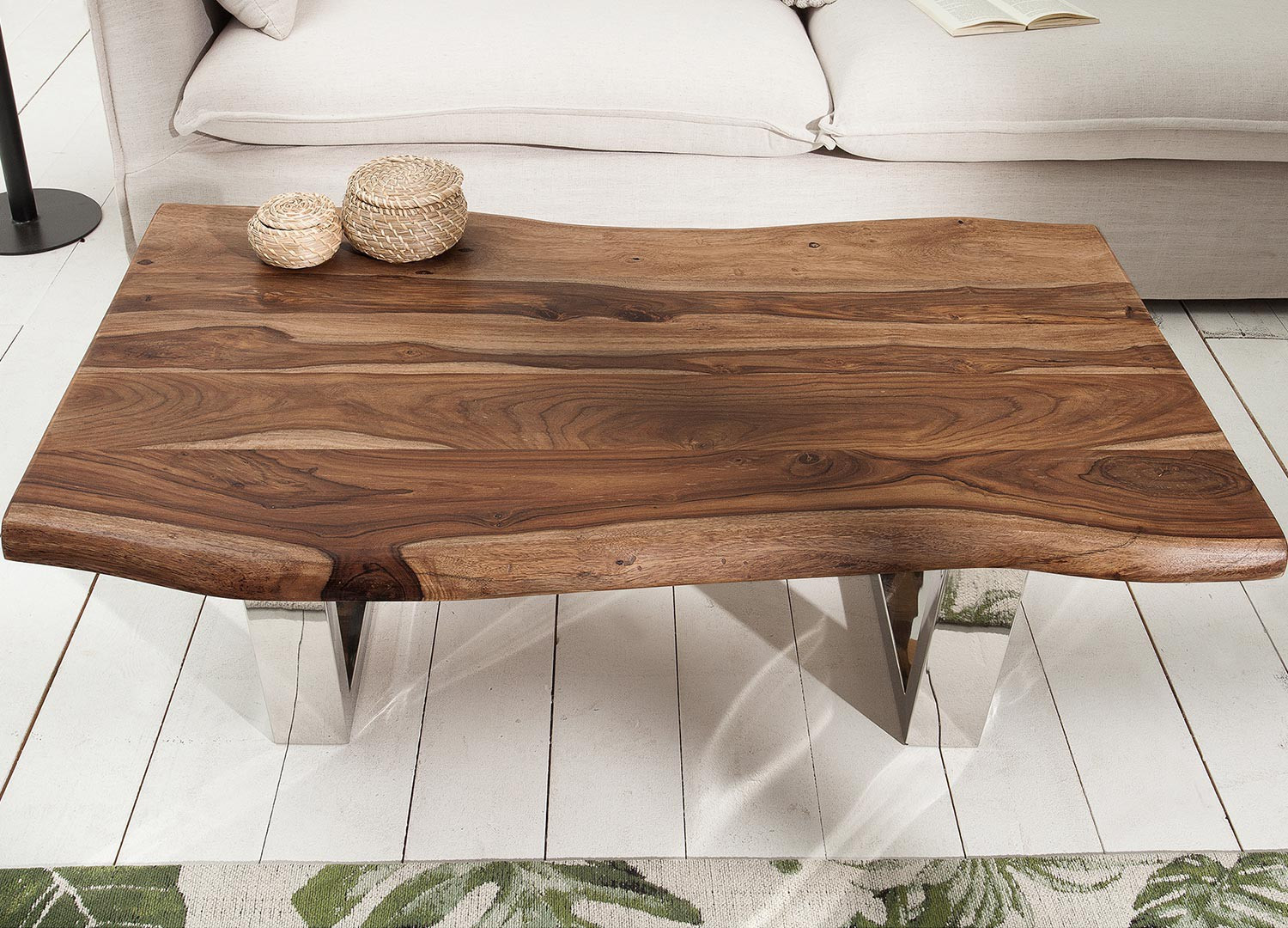 Table basse rectangulaire bois sesham 110 cm  CbcMeubles