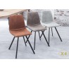 Chaise vintage microfibre et pieds métal noir