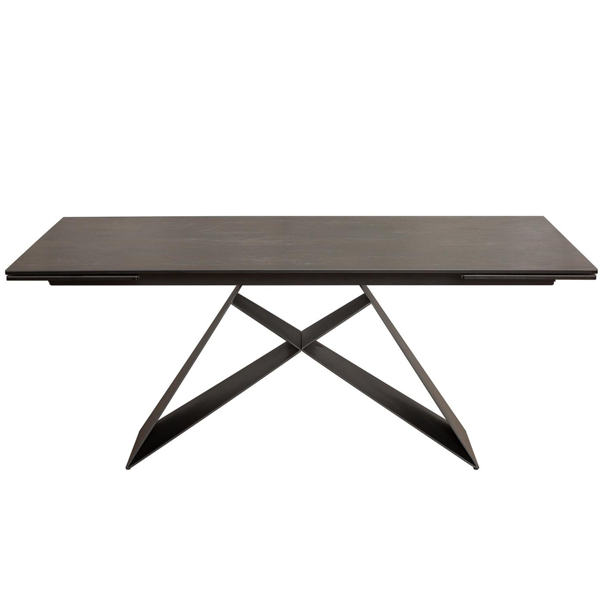 Table à manger en céramique lave 180-260 cm et pieds métal noir