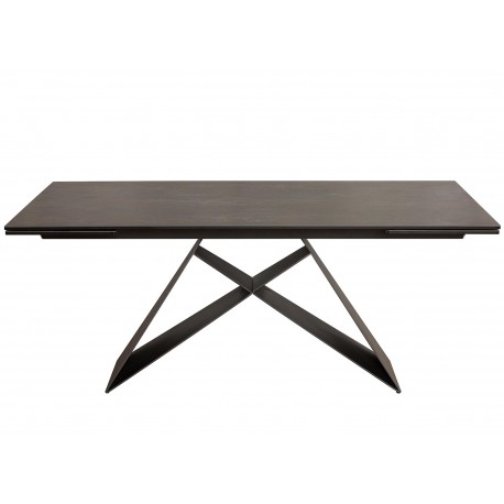 Table à manger en céramique lave 180-260 cm et pieds métal noir