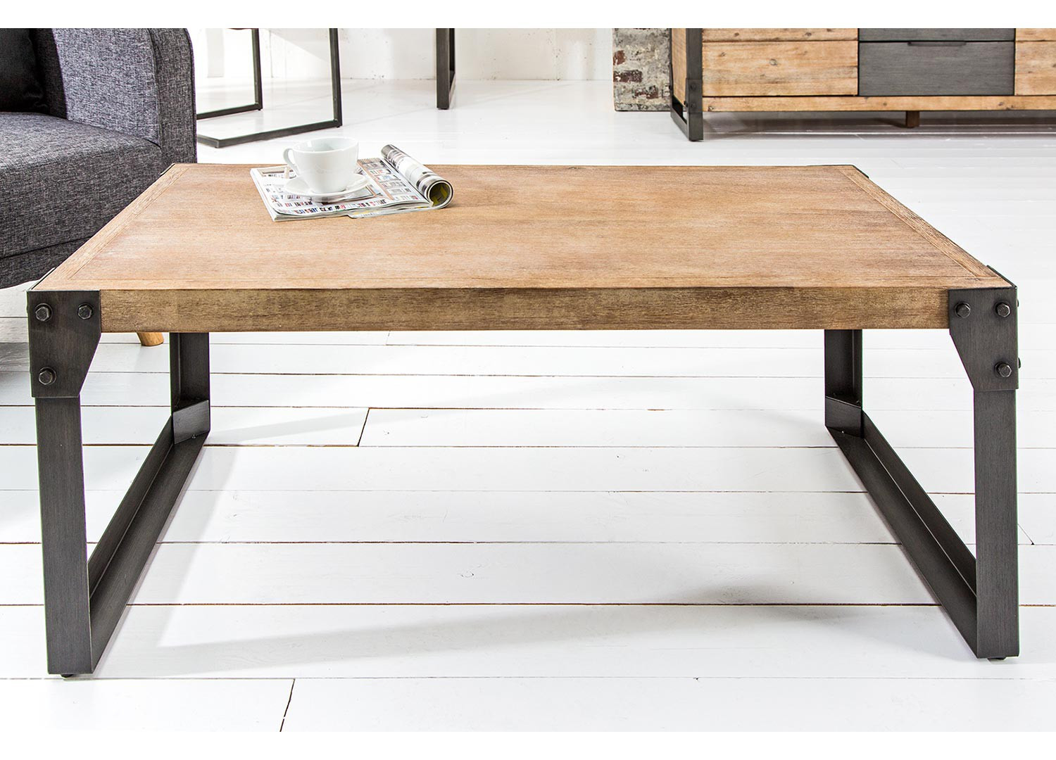 Table basse bois massif acacia et métal CbcMeubles