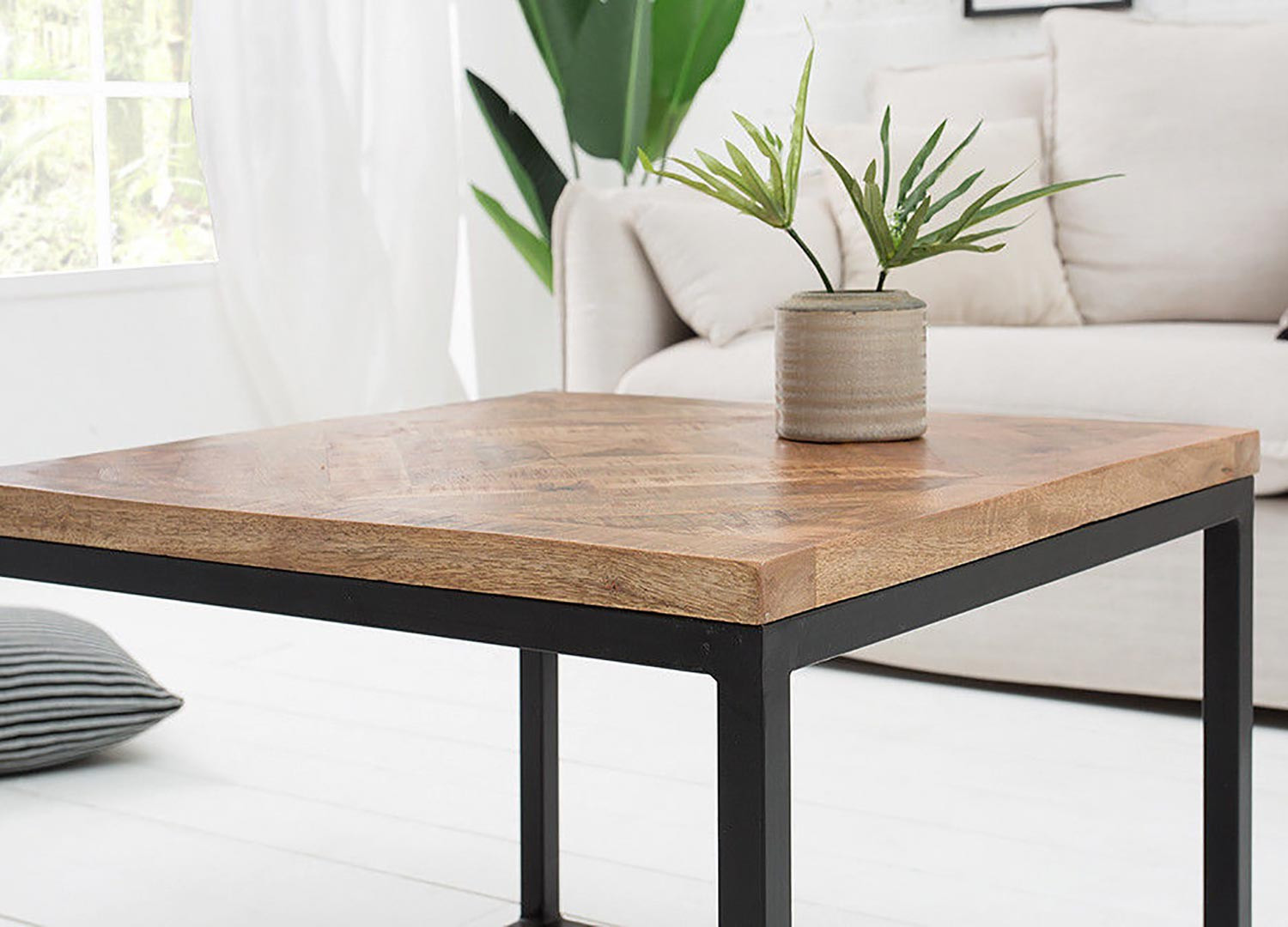 Table basse carrée plateau bois massif 60 cm  CbcMeubles