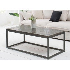 Table basse rectangulaire plateau bois massif teinté gris 100 cm