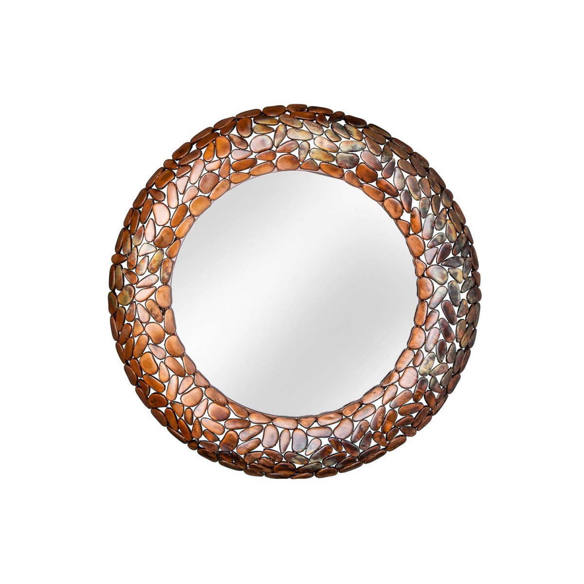 Miroir rond cuivré effet mosaïque 82 cm