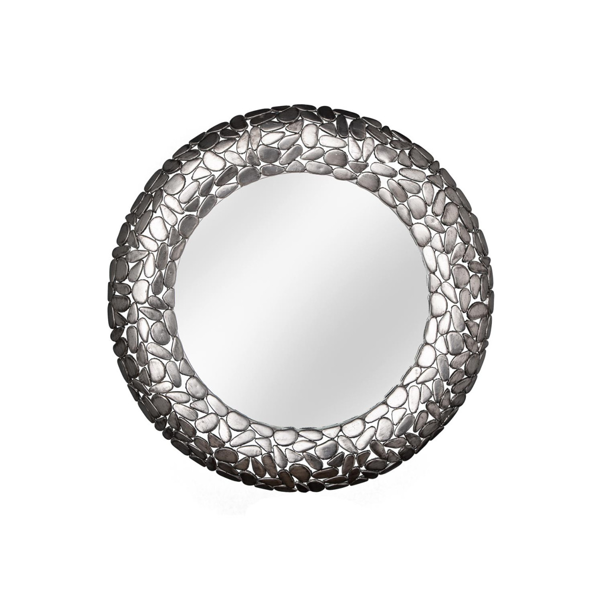 Miroir rond argenté effet mosaïque 82 cm