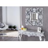 Miroir mural décoratif carré argent antique de style baroque 75 cm