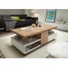 Table basse design rectangulaire 2 portes et 2 tiroirs sur roulettes