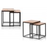 Lot de 2 tables d'appoint bout de canapé bois massif et métal