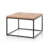 Table basse carrée bois massif et métal 70 cm