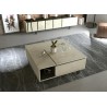 Table basse carrée plateau relevable chêne et pieds métal noir