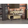 Table basse carrée plateau relevable chêne et pieds métal noir