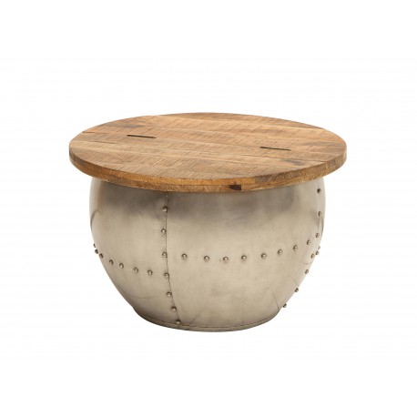 Table basse design bois de manguier industrielle
