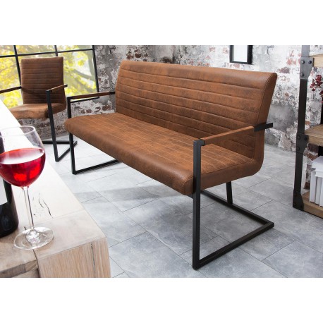 Banquette design avec accoudoirs marron vintage 160 cm