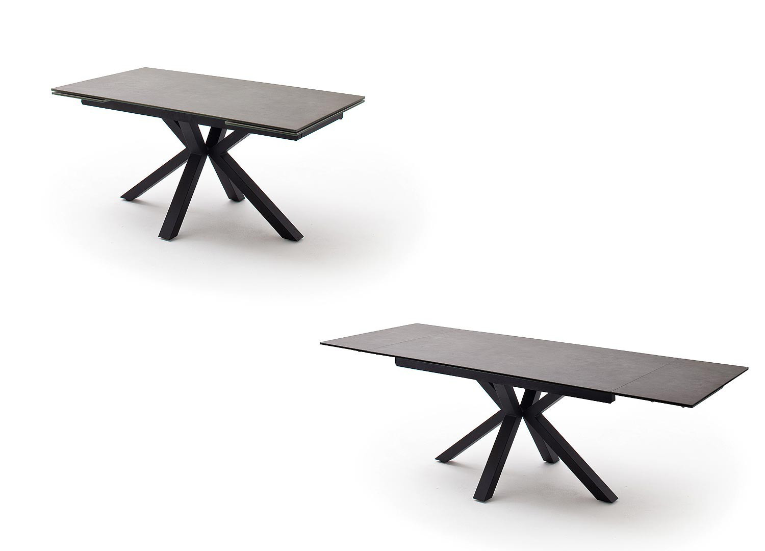 Table à manger ronde céramique anthracite et pied acier brossé - Cbc-Meubles