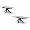 Table à manger plateau extensible céramique anthracite et piétement croisé