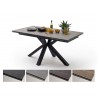 Table à manger plateau extensible céramique anthracite et piétement croisé