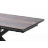 Table à manger plateau extensible céramique anthracite et piétement croisé